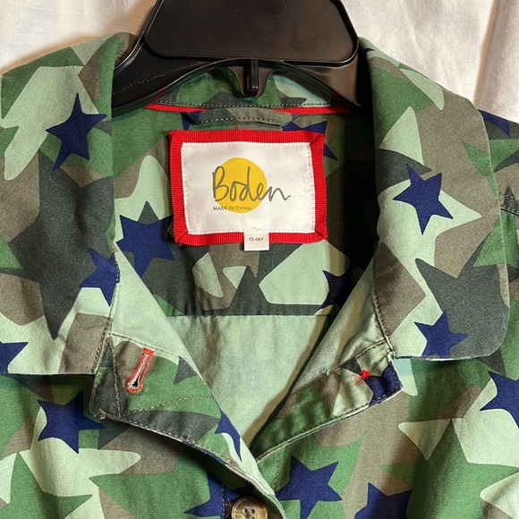 Boden Jacket Blazer 15 16 Year Star Design Button Front Army Girls - Picture 2 of 12